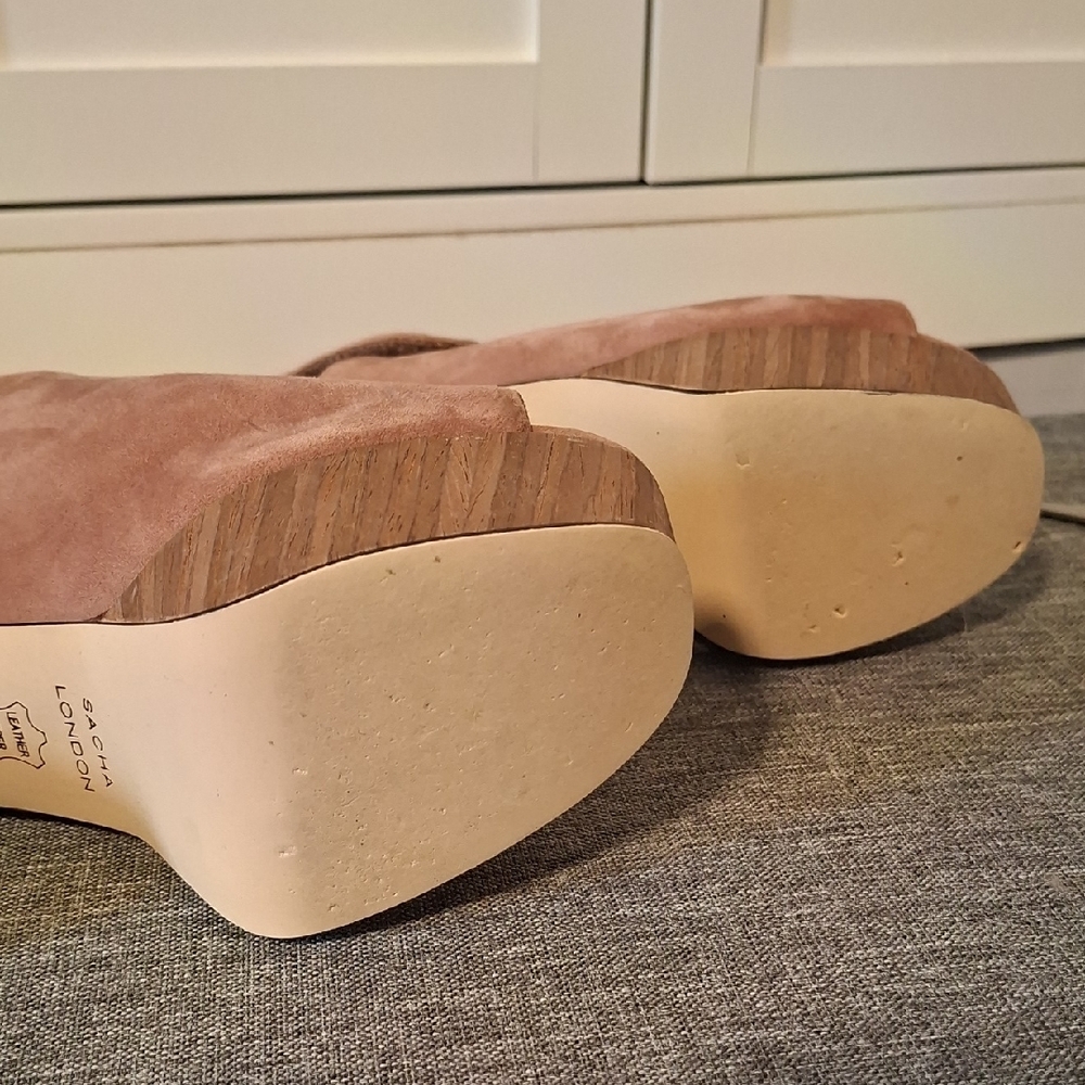 Sacha London Taupe Suede Platform Slingback Heels - Picture 7 of 11